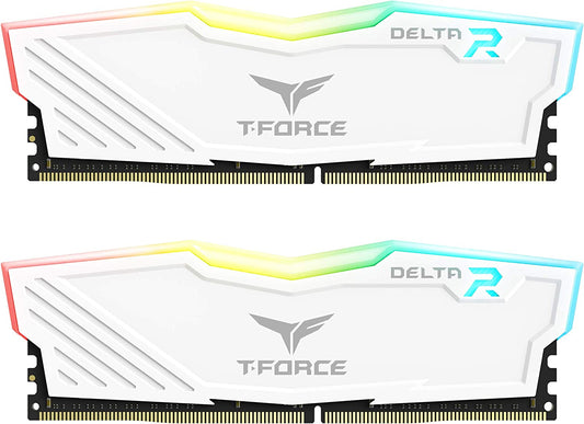 T-Force Delta RGB DDR4 16GB (2X8Gb) 3000Mhz (PC4-24000) CL16 Desktop Memory Module Ram - White - TF4D416G3000HC16CDC01
