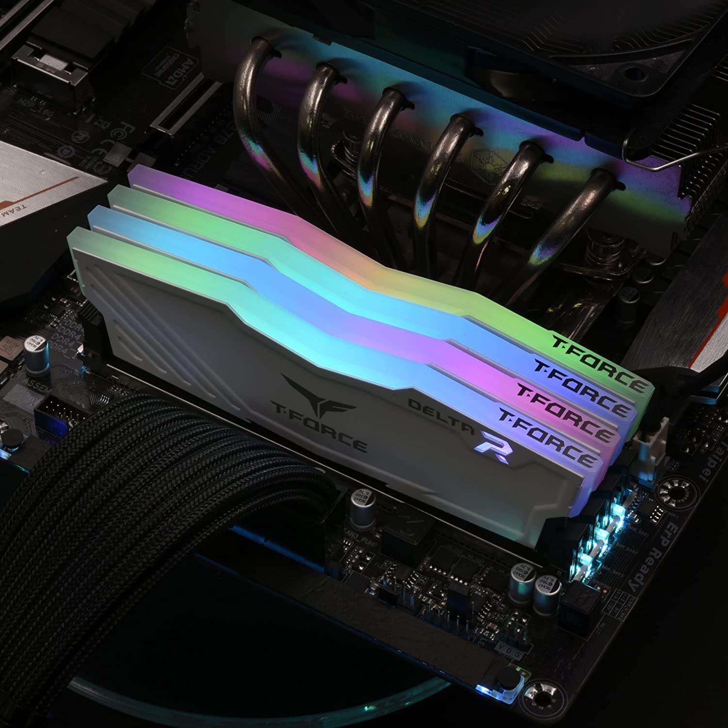 T-Force Delta RGB DDR4 16GB (2X8Gb) 3000Mhz (PC4-24000) CL16 Desktop Memory Module Ram - White - TF4D416G3000HC16CDC01